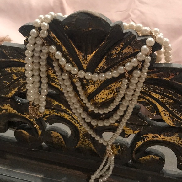 J. Crew Jewelry - J Crew Pearl gold three tier choker necklace